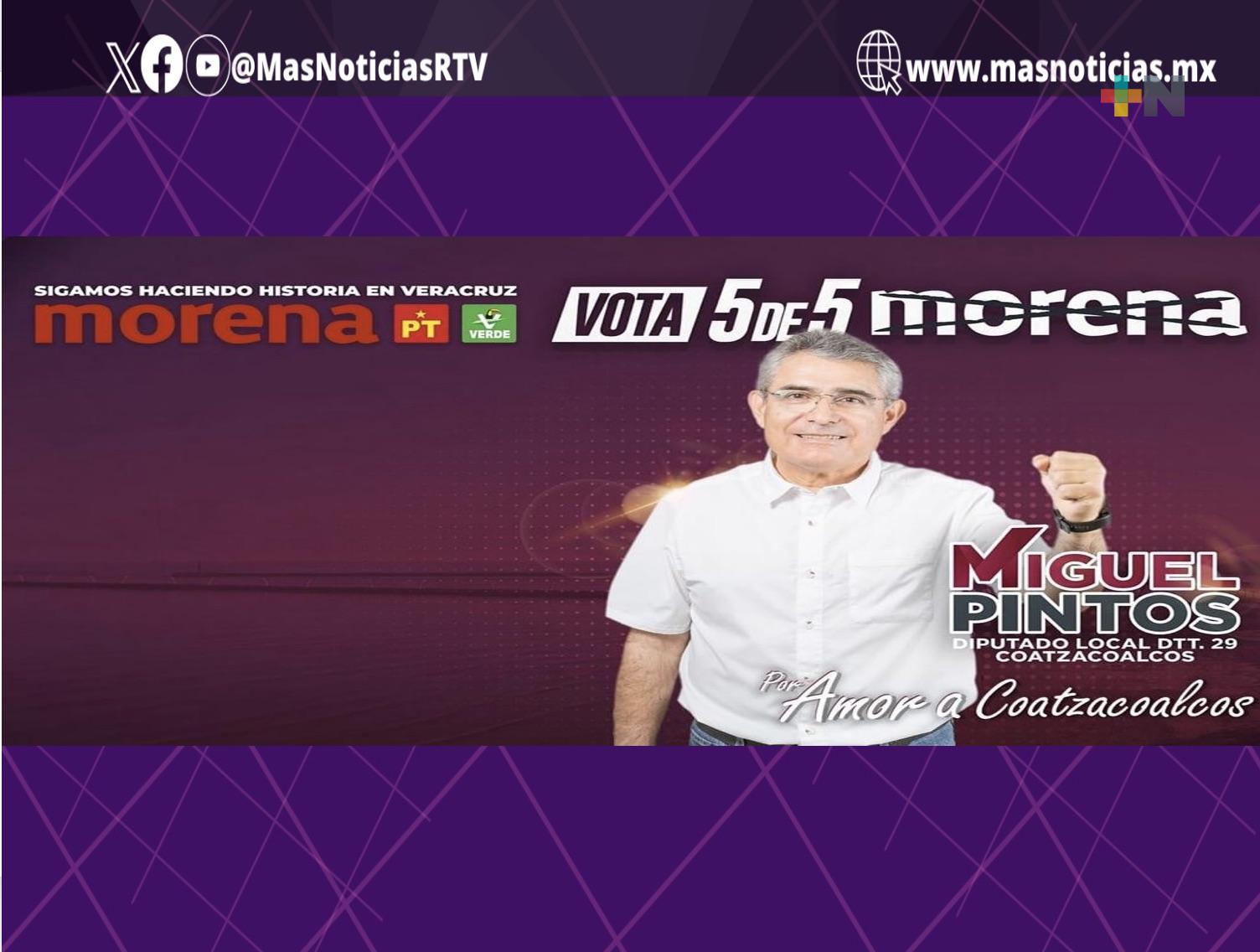 Vaticinan triunfo de Miguel Pintos en diputación local del Distrito 29